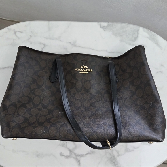 Coach Signature Tote Bag Brown and Black - Picture 2 of 16